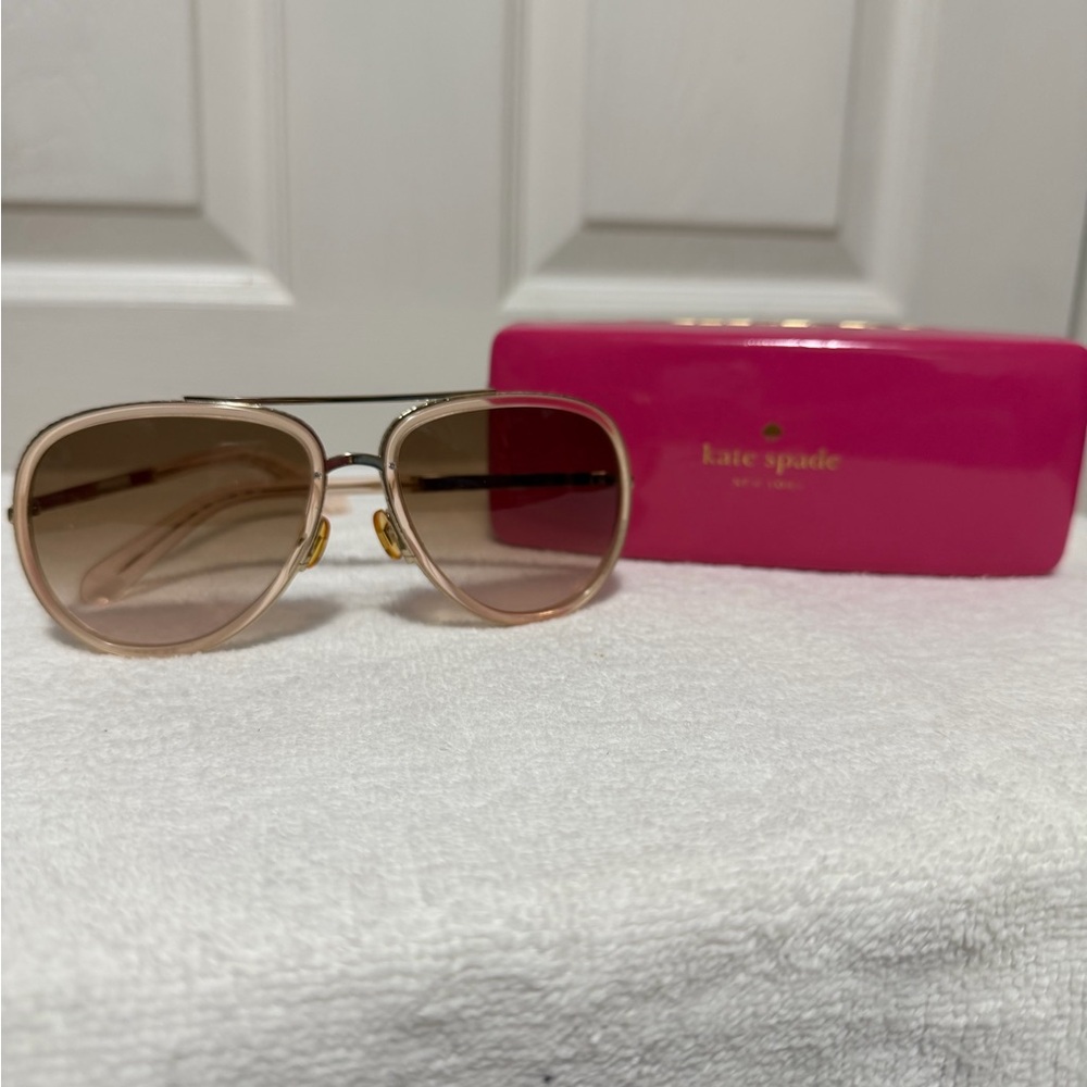 Kate Spade Gold and Brown Aviator Sunglasses